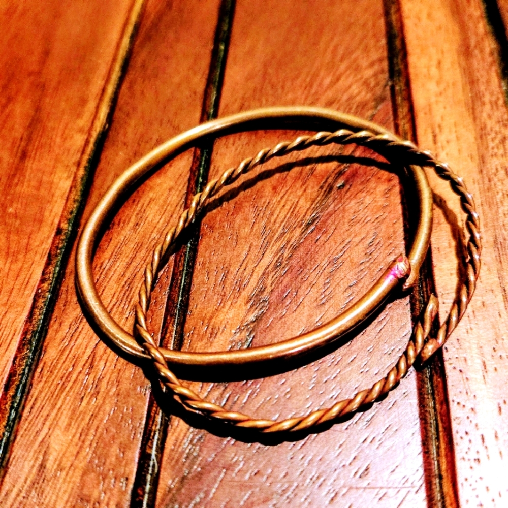 Pair Of Handmade Copper Cuff Bracelets